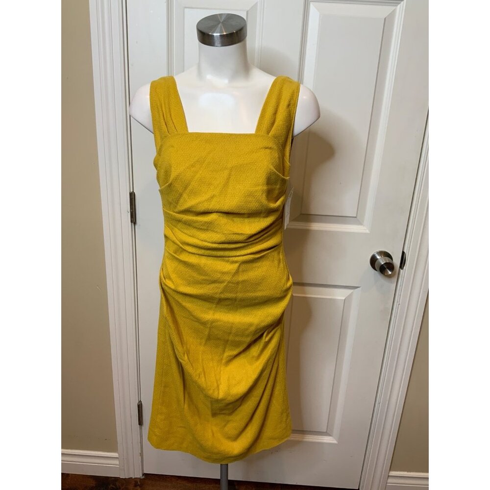 Moschino Cheap & Chic Mustard Yellow Ruched Sleeveless Pencil Dress, Size 8